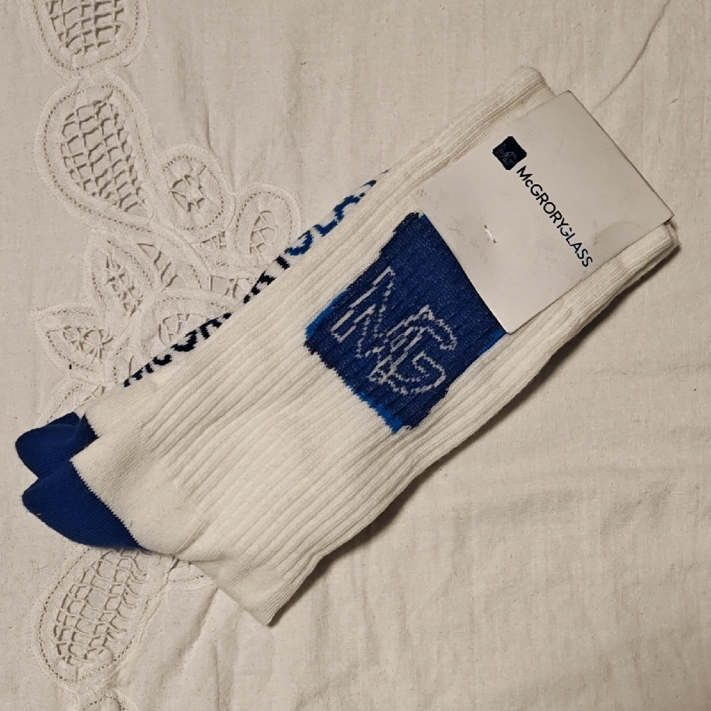 White and Blue Casual Socks